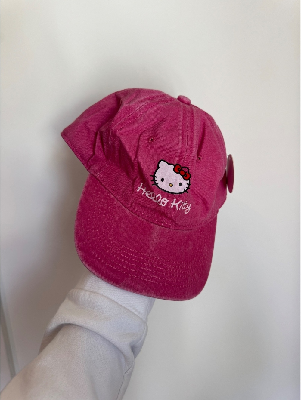 Hello Kitty Pink Washed Baseball Cap Sanrio Graphic Hat NWT Y2K